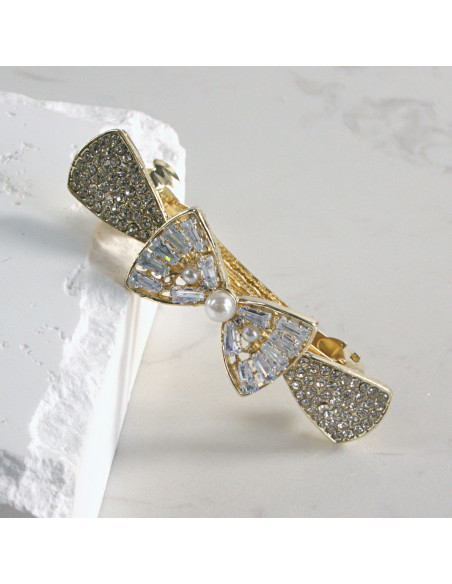 Klamra francuska kokarda z kryształkami i perłą Lolita akcesoria