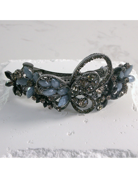 Klamra francuska niesymetryczny motyl z kryształkami Lolita akcesoria