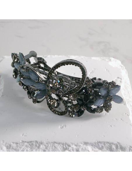 Klamra francuska niesymetryczny motyl z kryształkami Lolita akcesoria