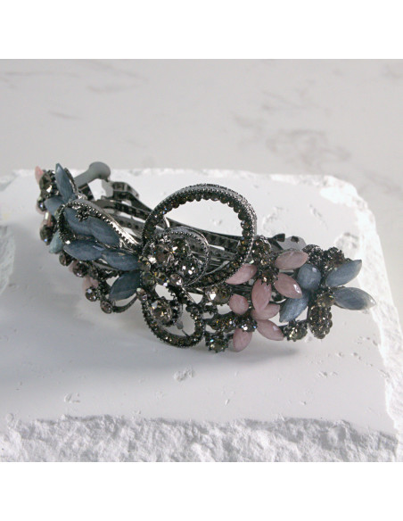 Klamra francuska niesymetryczny motyl z kryształkami Lolita akcesoria