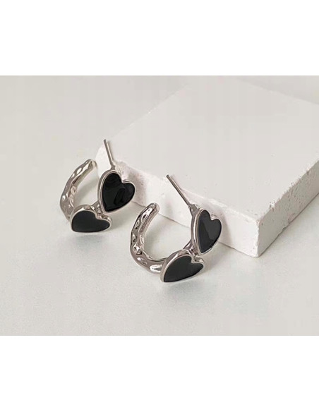 Kolczyki KOŁA Z SERDDUSZKAMI Lolita Accessories srebrny sztyft 925