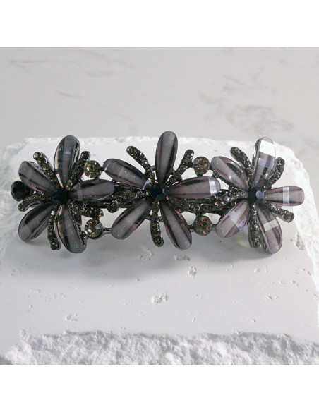 Klamra francuska  3 duże kwiaty z kryształkami Lolita akcesoria