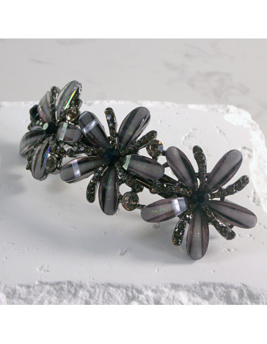 Klamra francuska  3 duże kwiaty z kryształkami...