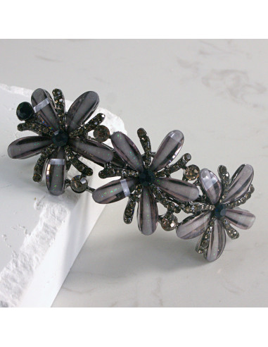 Klamra francuska  3 duże kwiaty z kryształkami...