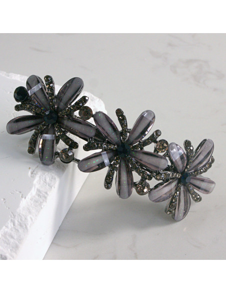 Klamra francuska  3 duże kwiaty z kryształkami Lolita akcesoria