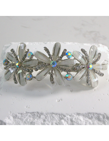 Klamra francuska  3 duże kwiaty z kryształkami Lolita akcesoria