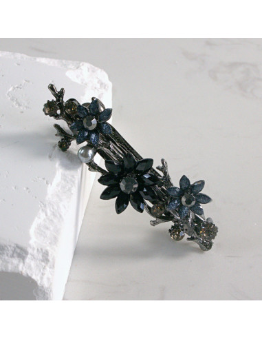 Klamra francuska  3  kwiatki z perłami Lolita...