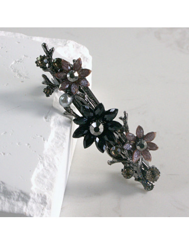 Klamra francuska  3  kwiatki z perłami Lolita...