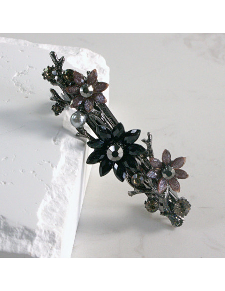 Klamra francuska  3  kwiatki z perłami Lolita akcesoria