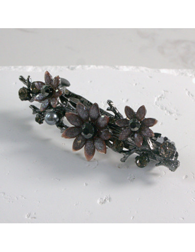 Klamra francuska  3  kwiatki z perłami Lolita...