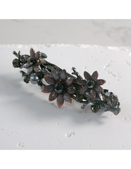 Klamra francuska  3  kwiatki z perłami Lolita akcesoria