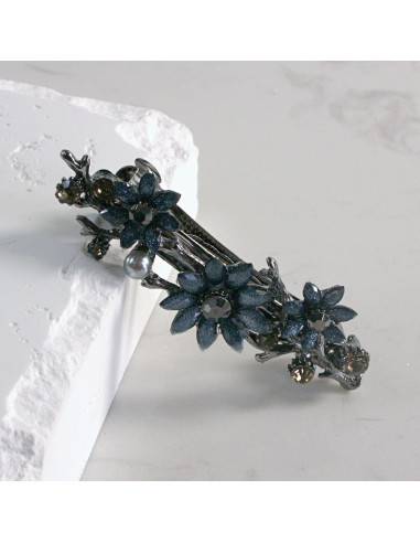 Klamra francuska  3  kwiatki z perłami Lolita...