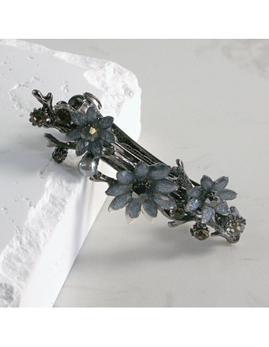 Klamra francuska  3  kwiatki z perłami Lolita...