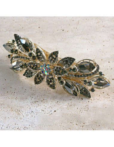 Klamra francuska  kwiat kryształki i crystal AB...