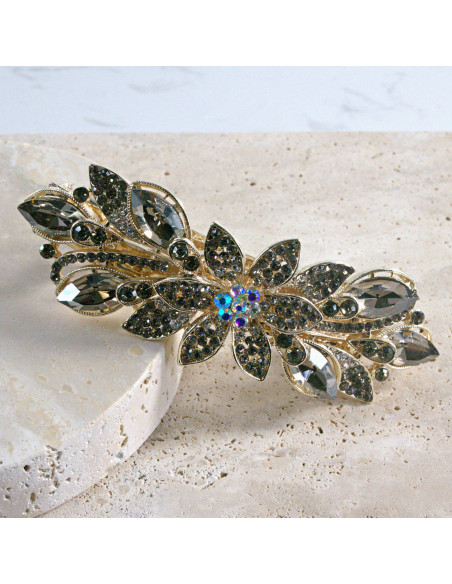 Klamra francuska  kwiat kryształki i crystal AB Lolita akcesoria