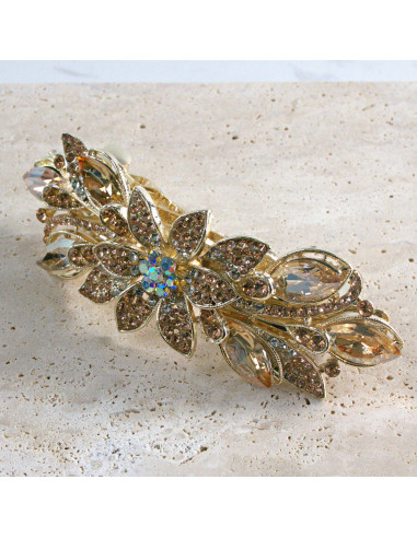 Klamra francuska  kwiat kryształki i crystal AB...