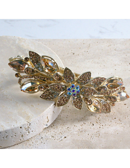 Klamra francuska  kwiat kryształki i crystal AB Lolita akcesoria