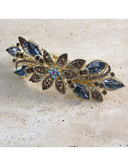 Klamra francuska  kwiat kryształki i crystal AB Lolita akcesoria