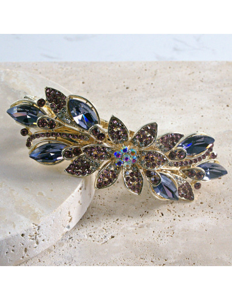 Klamra francuska  kwiat kryształki i crystal AB Lolita akcesoria