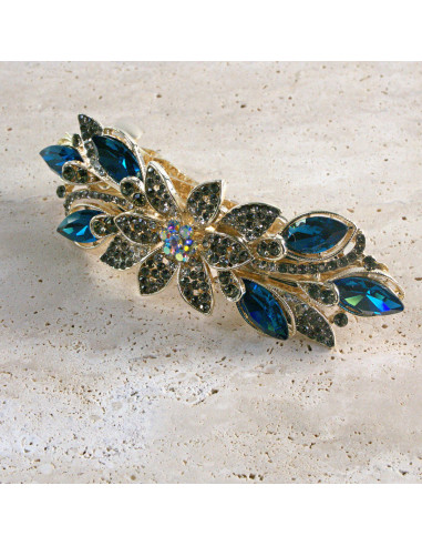 Klamra francuska  kwiat kryształki i crystal AB...