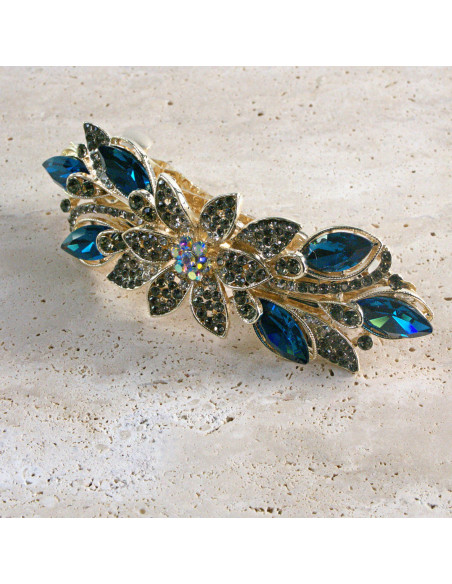 Klamra francuska  kwiat kryształki i crystal AB Lolita akcesoria