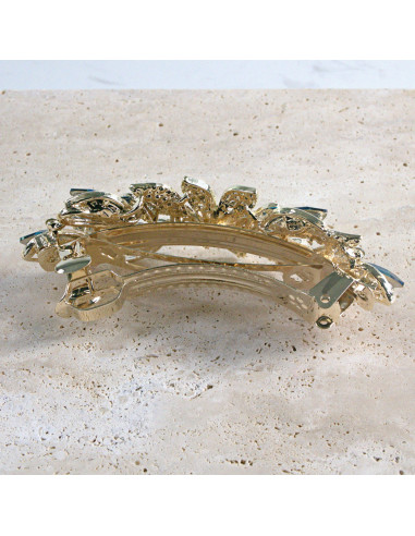 Klamra francuska  kwiat kryształki i crystal AB...