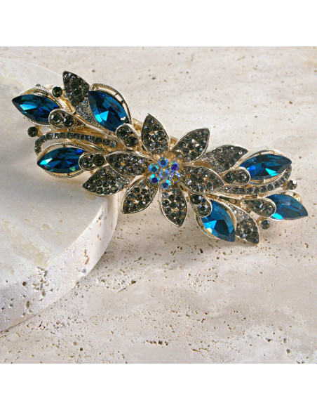 Klamra francuska  kwiat kryształki i crystal AB Lolita akcesoria