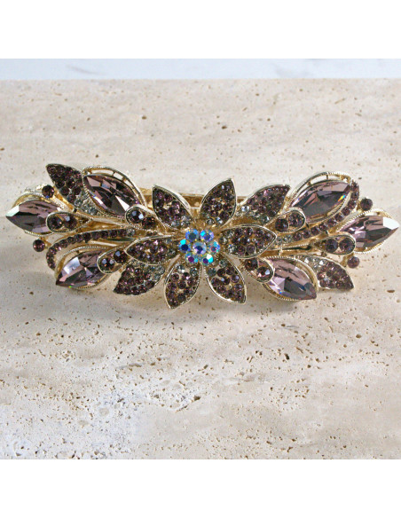 Klamra francuska  kwiat kryształki i crystal AB Lolita akcesoria