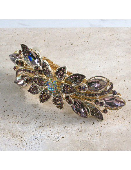 Klamra francuska  kwiat kryształki i crystal AB Lolita akcesoria