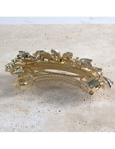 Klamra francuska  kwiat kryształki i crystal AB...