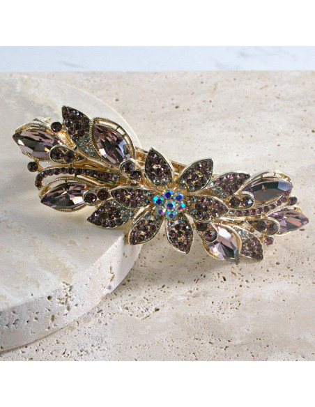 Klamra francuska  kwiat kryształki i crystal AB Lolita akcesoria