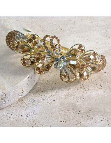 Klamra francuska  kokarda kryształki i cyrkonia...