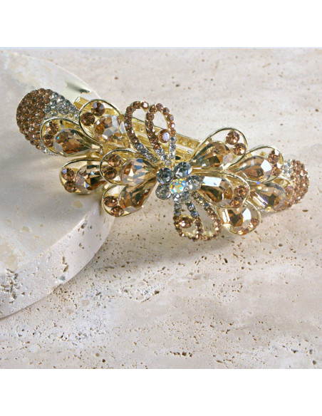 Klamra francuska  kokarda kryształki i cyrkonia Lolita akcesoria