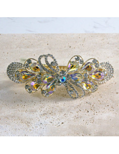 Klamra francuska  kokarda kryształki i cyrkonia Lolita...