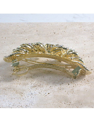 Klamra francuska  kokarda kryształki i cyrkonia...