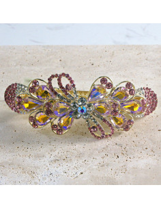 Klamra francuska  kokarda kryształki i cyrkonia Lolita...