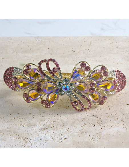 Klamra francuska  kokarda kryształki i cyrkonia Lolita akcesoria