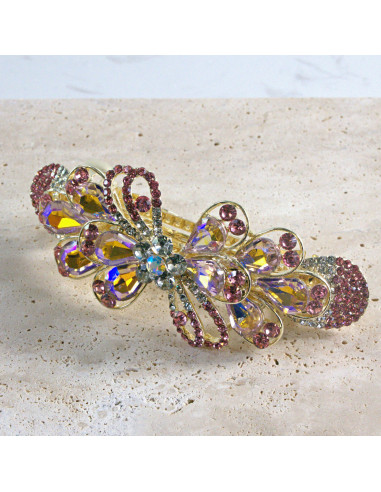 Klamra francuska  kokarda kryształki i cyrkonia...