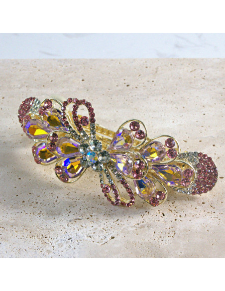 Klamra francuska  kokarda kryształki i cyrkonia Lolita akcesoria