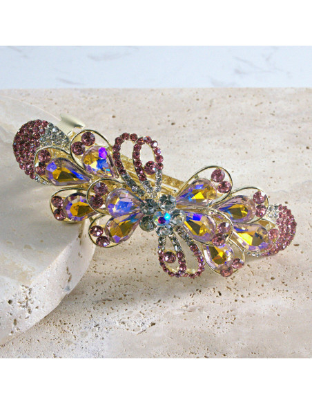 Klamra francuska  kokarda kryształki i cyrkonia Lolita akcesoria