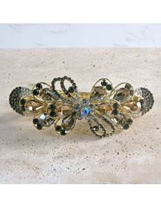 Klamra francuska  kokarda kryształki i cyrkonia Lolita...