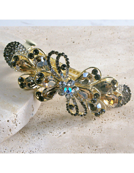 Klamra francuska  kokarda kryształki i cyrkonia Lolita akcesoria