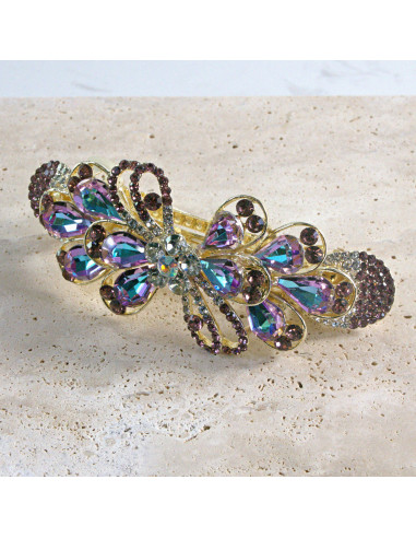 Klamra francuska  kokarda kryształki i cyrkonia...