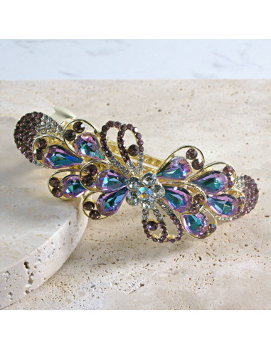 Klamra francuska  kokarda kryształki i cyrkonia...