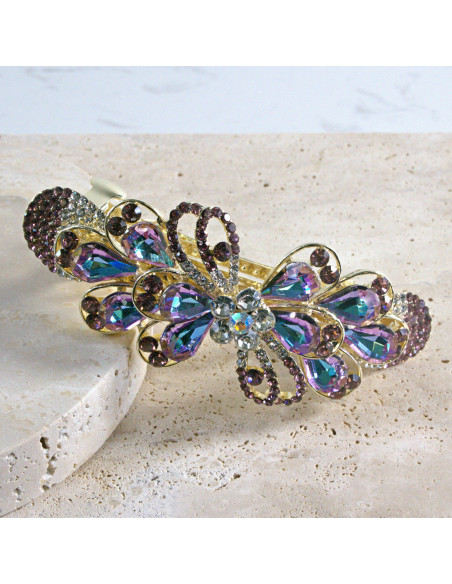 Klamra francuska  kokarda kryształki i cyrkonia Lolita akcesoria