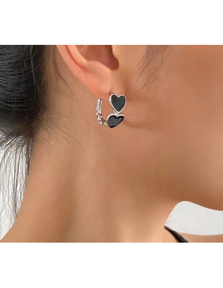 Kolczyki KOŁA Z SERDDUSZKAMI Lolita Accessories srebrny sztyft 925