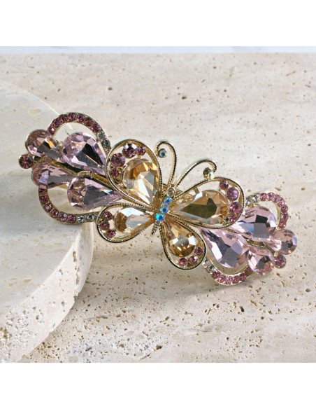 Klamra francuska motyl kryształki i cyrkonia Lolita akcesoria