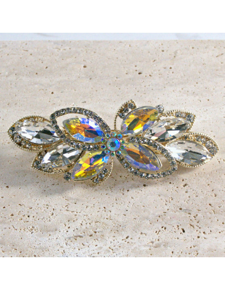 Klamra francuska kwiat kryształki i cyrkonia Lolita akcesoria