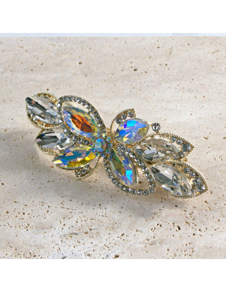 Klamra francuska kwiat kryształki i cyrkonia Lolita akcesoria