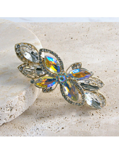 Klamra francuska kwiat kryształki i cyrkonia...